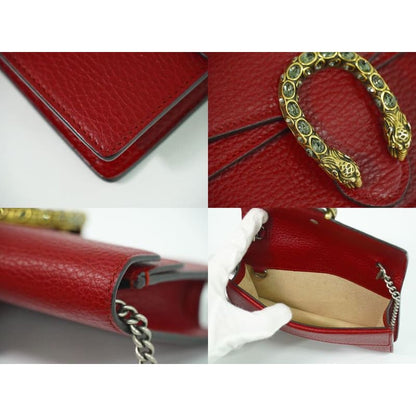 Gucci Dionysus Shoulder Bag Pochette Leather Red