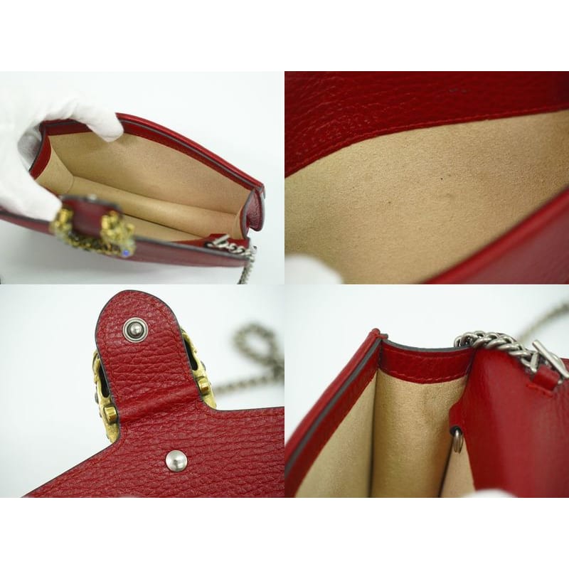 Gucci Dionysus Shoulder Bag Pochette Leather Red