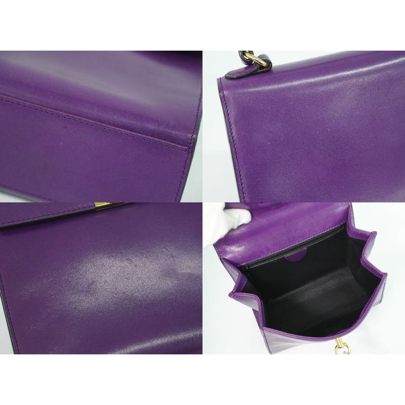 Celine Leather Handbag Purple Bag