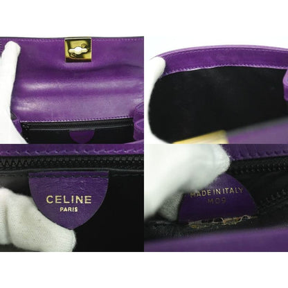 Celine Leather Handbag Purple Bag