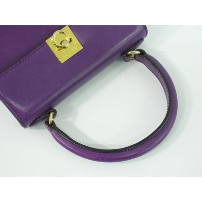 Celine Leather Handbag Purple Bag