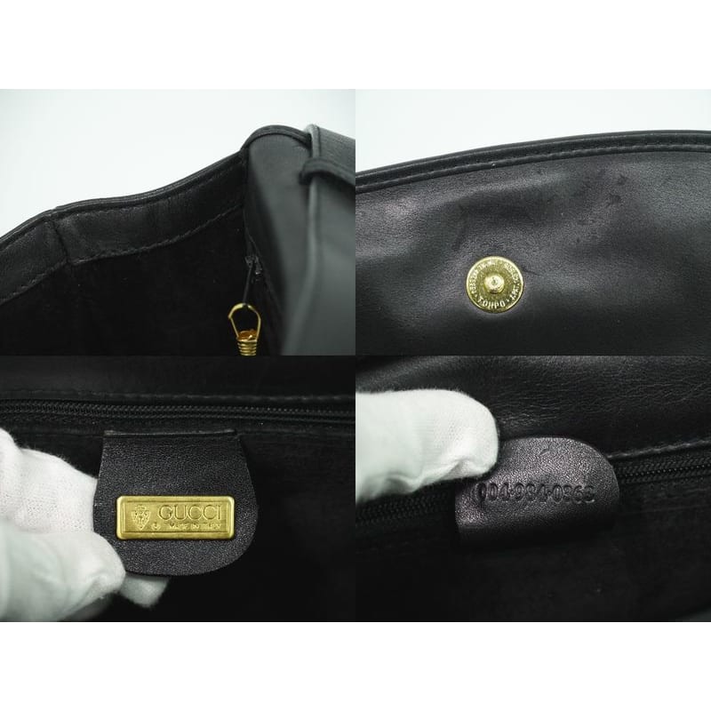 Gucci Interlocking G Vintage Shoulder Bag Pochette Leather Black