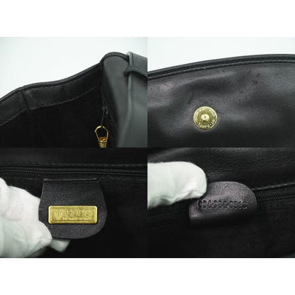 Gucci Interlocking G Vintage Shoulder Bag Pochette Leather Black