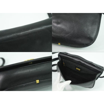 Gucci Interlocking G Vintage Shoulder Bag Pochette Leather Black
