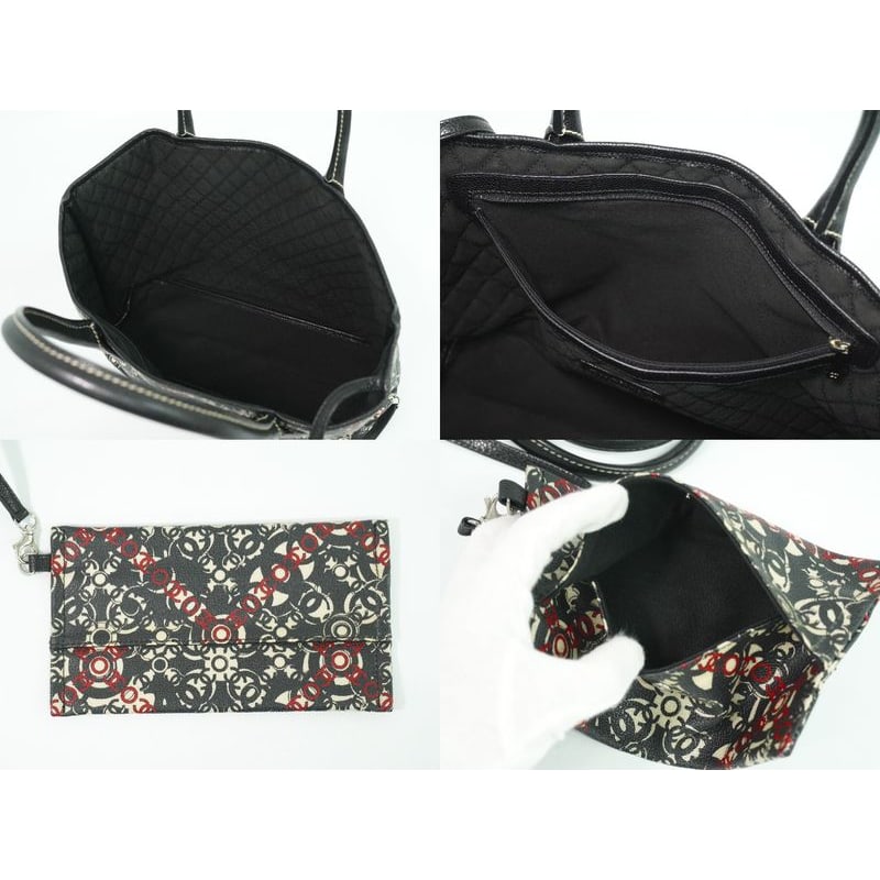 Chanel Coco Travel Tote Bag Handbag Black Multicolor