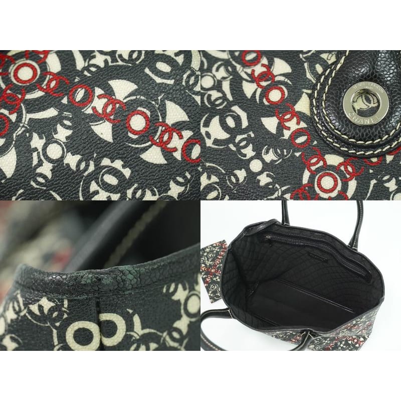 Chanel Coco Travel Tote Bag Handbag Black Multicolor