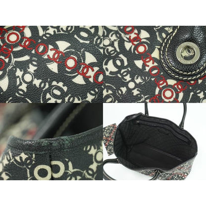 Chanel Coco Travel Tote Bag Handbag Black Multicolor