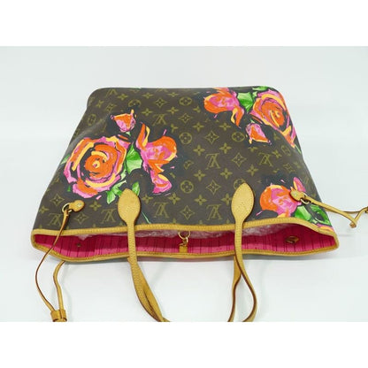 Louis Vuitton Neverfull MM Monogram Rose Tote Bag Brown Multicolor