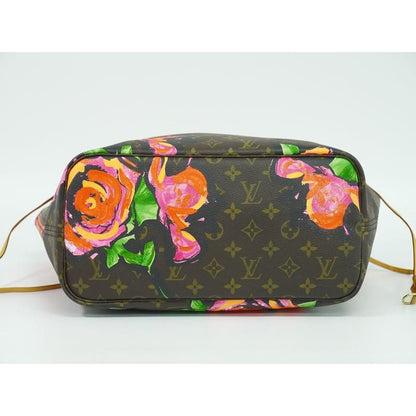 Louis Vuitton Neverfull MM Monogram Rose Tote Bag Brown Multicolor