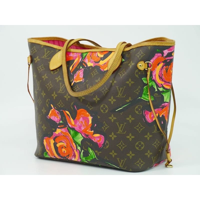 Louis Vuitton Neverfull MM Monogram Rose Tote Bag Brown Multicolor