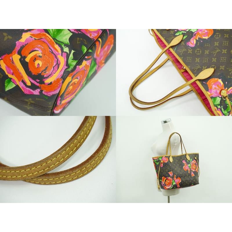 Louis Vuitton Neverfull MM Monogram Rose Tote Bag Brown Multicolor