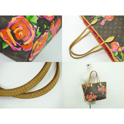Louis Vuitton Neverfull MM Monogram Rose Tote Bag Brown Multicolor