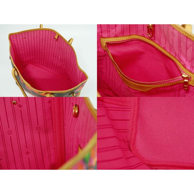 Louis Vuitton Neverfull MM Monogram Rose Tote Bag Brown Multicolor