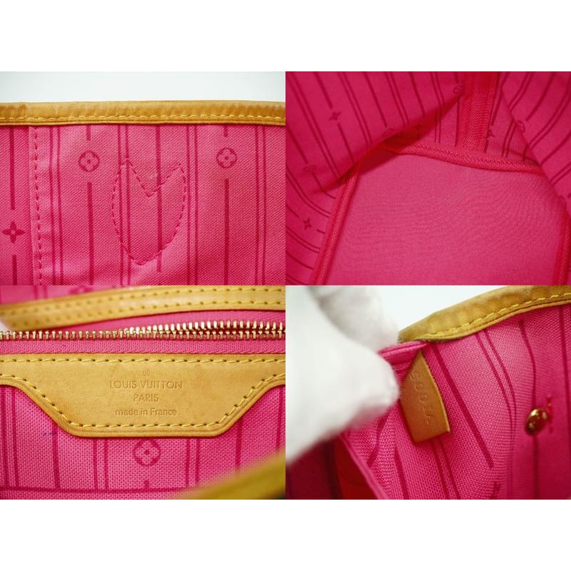 Louis Vuitton Neverfull MM Monogram Rose Tote Bag Brown Multicolor