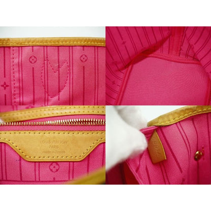 Louis Vuitton Neverfull MM Monogram Rose Tote Bag Brown Multicolor