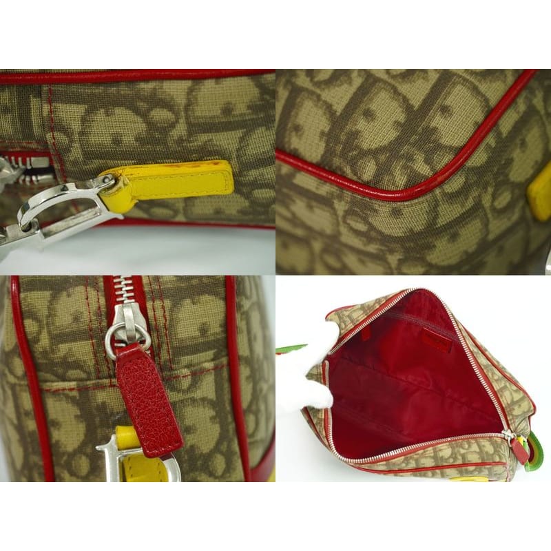 Christian Dior Trotter Rasta Shoulder Bag Pochette PVC Brown Multicolo
