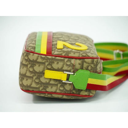 Christian Dior Trotter Rasta Shoulder Bag Pochette PVC Brown Multicolo