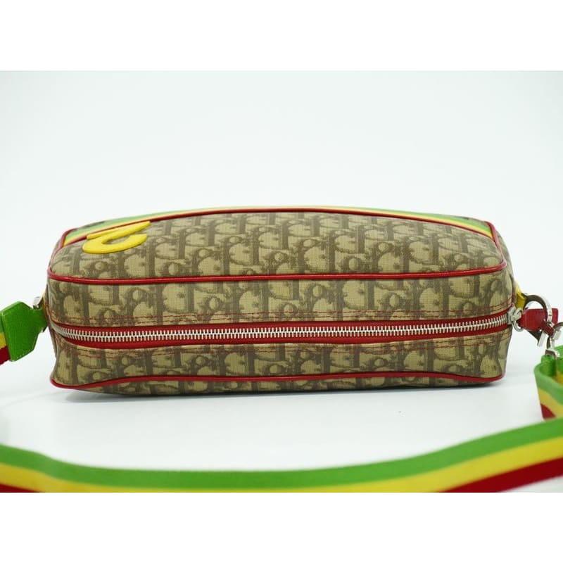 Christian Dior Trotter Rasta Shoulder Bag Pochette PVC Brown Multicolo