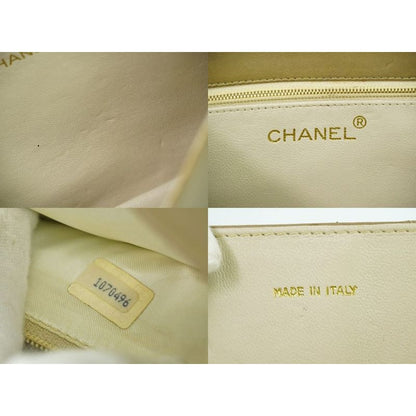 Chanel Chanel Quilted Chain Shoulder Bag Lambskin Leather Beige