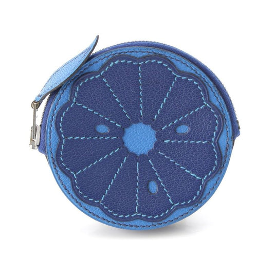 Hermes □D Leather Tutti Fruit Coin Purse Coin Case Blue