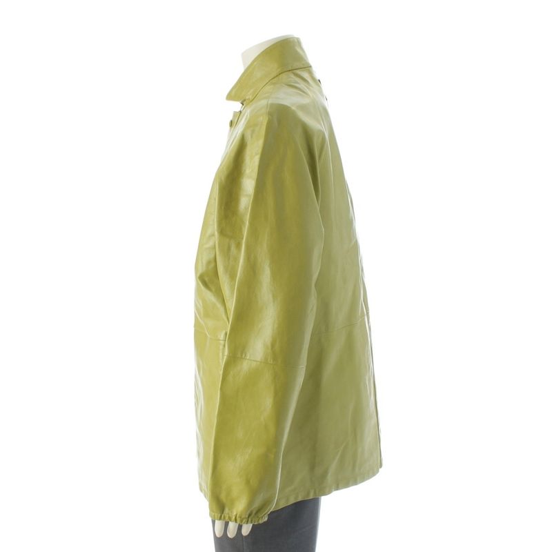 Prada 22 Years Lamb Leather Stand Collar Jacket Outerwear Upw432 Light Green S