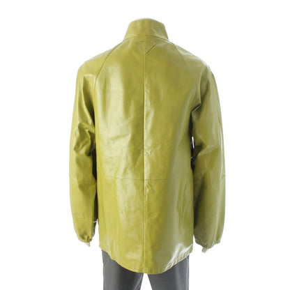 Prada 22 Years Lamb Leather Stand Collar Jacket Outerwear Upw432 Light Green S