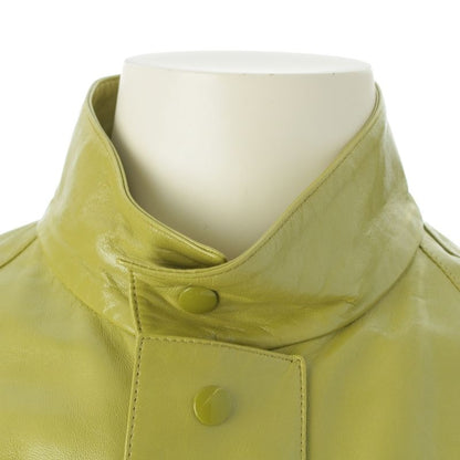 Prada 22 Years Lamb Leather Stand Collar Jacket Outerwear Upw432 Light Green S