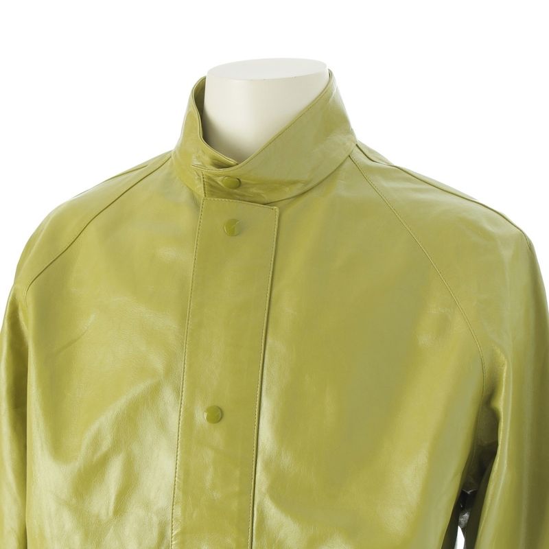 Prada 22 Years Lamb Leather Stand Collar Jacket Outerwear Upw432 Light Green S