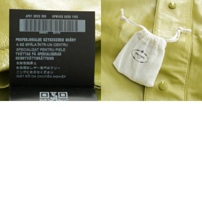 Prada 22 Years Lamb Leather Stand Collar Jacket Outerwear Upw432 Light Green S