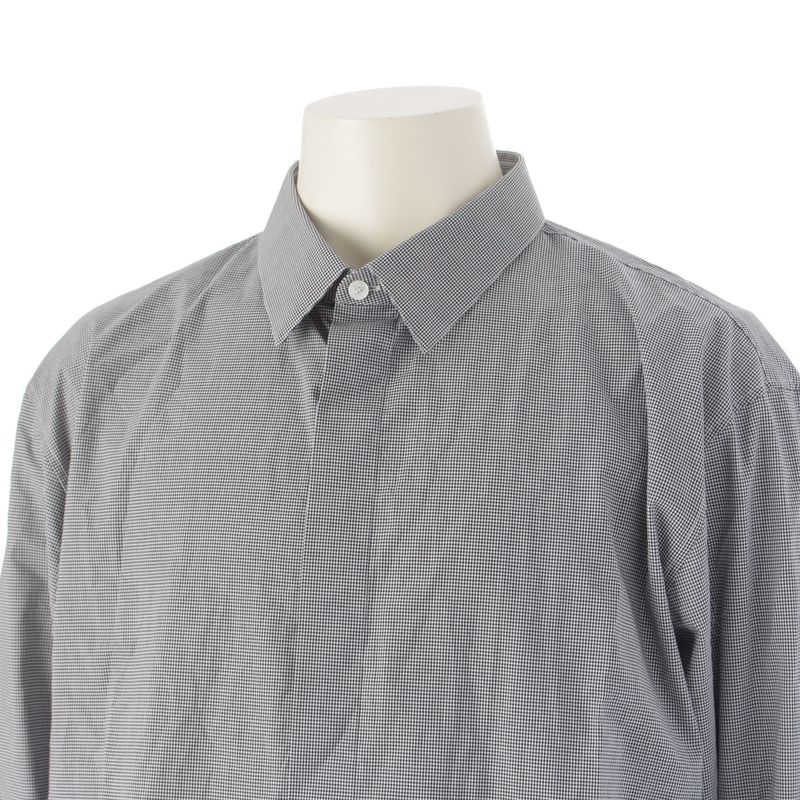 Dior Cotton CD Logo Embroidery Check Long Sleeve Shirt Mm5a5313aaaa Gray