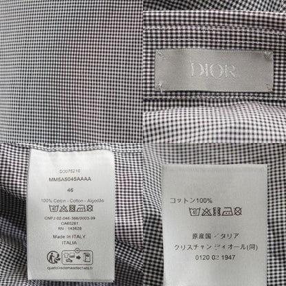 Dior Cotton CD Logo Embroidery Check Long Sleeve Shirt Mm5a5313aaaa Gray