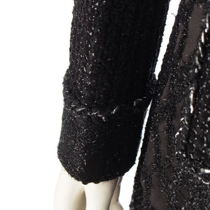 Chanel 22AW Tweed Coco Button No Collar Jacket Coat P73114 Black 36