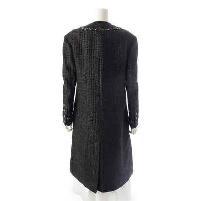 Chanel 22AW Tweed Coco Button No Collar Jacket Coat P73114 Black 36