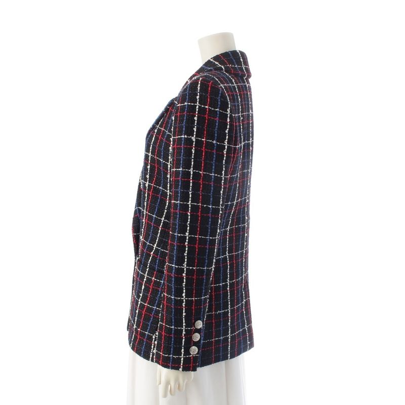 Chanel 24 Years Tweed Plaid Double Tailored Jacket P77209 Black 36