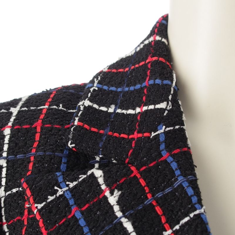 Chanel 24 Years Tweed Plaid Double Tailored Jacket P77209 Black 36