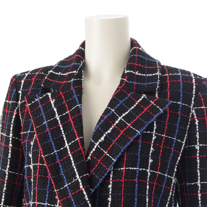 Chanel 24 Years Tweed Plaid Double Tailored Jacket P77209 Black 36