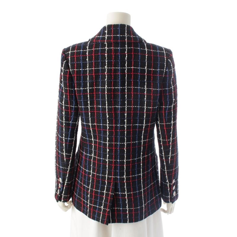 Chanel 24 Years Tweed Plaid Double Tailored Jacket P77209 Black 36