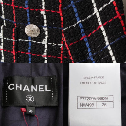 Chanel 24 Years Tweed Plaid Double Tailored Jacket P77209 Black 36