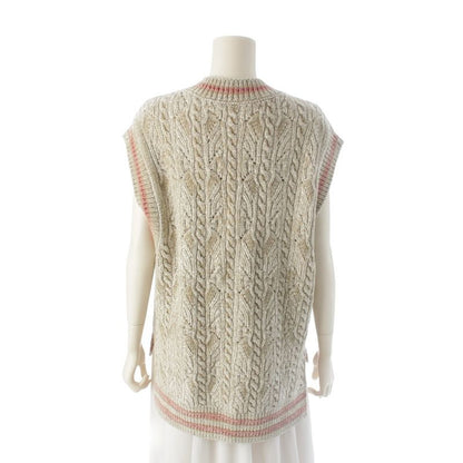 Chanel 22AW Cashmere Blend Mixed Fiber Coco Button Knit Vest P73530 Beige 38