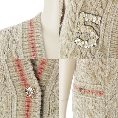 Chanel 22AW Cashmere Blend Mixed Fiber Coco Button Knit Vest P73530 Beige 38
