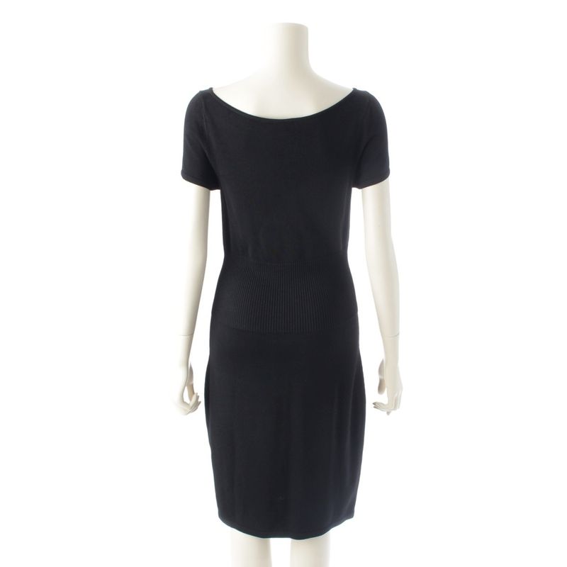 Chanel Coco Mark Viscose Short Sleeve Dress P37944 Black 36