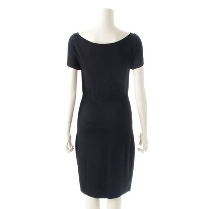 Chanel Coco Mark Viscose Short Sleeve Dress P37944 Black 36