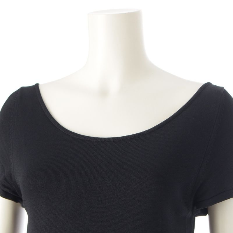 Chanel Coco Mark Viscose Short Sleeve Dress P37944 Black 36