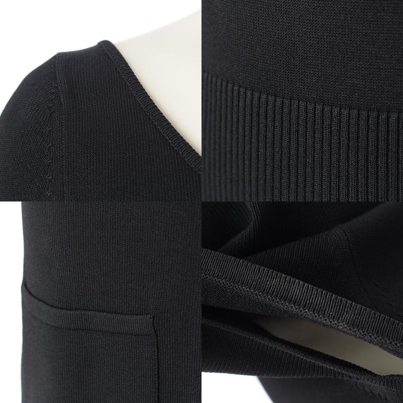 Chanel Coco Mark Viscose Short Sleeve Dress P37944 Black 36