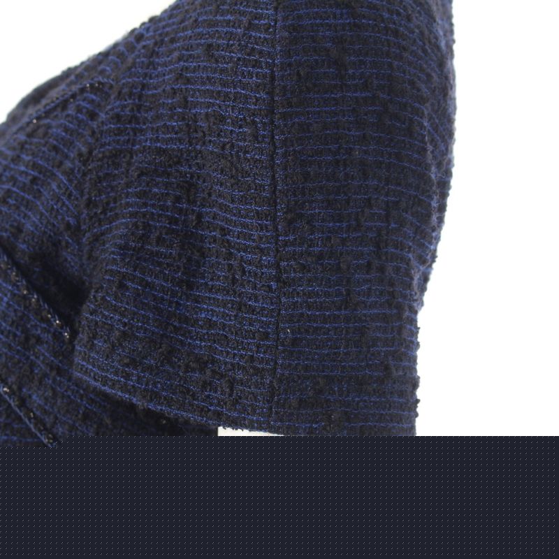 Chanel Alpaca Wool Coco Mark Short Sleeve Tweed Dress P44360 Blue 36