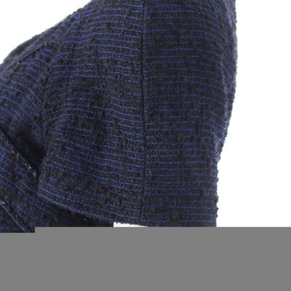 Chanel Alpaca Wool Coco Mark Short Sleeve Tweed Dress P44360 Blue 36