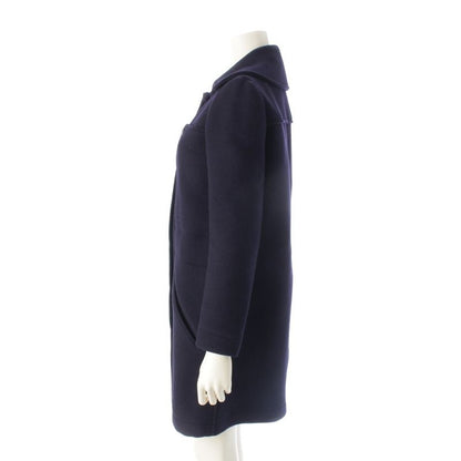 Chanel Wool Angora Coco Mark Long Stainless Steel Collar Coat P42157 Navy 34