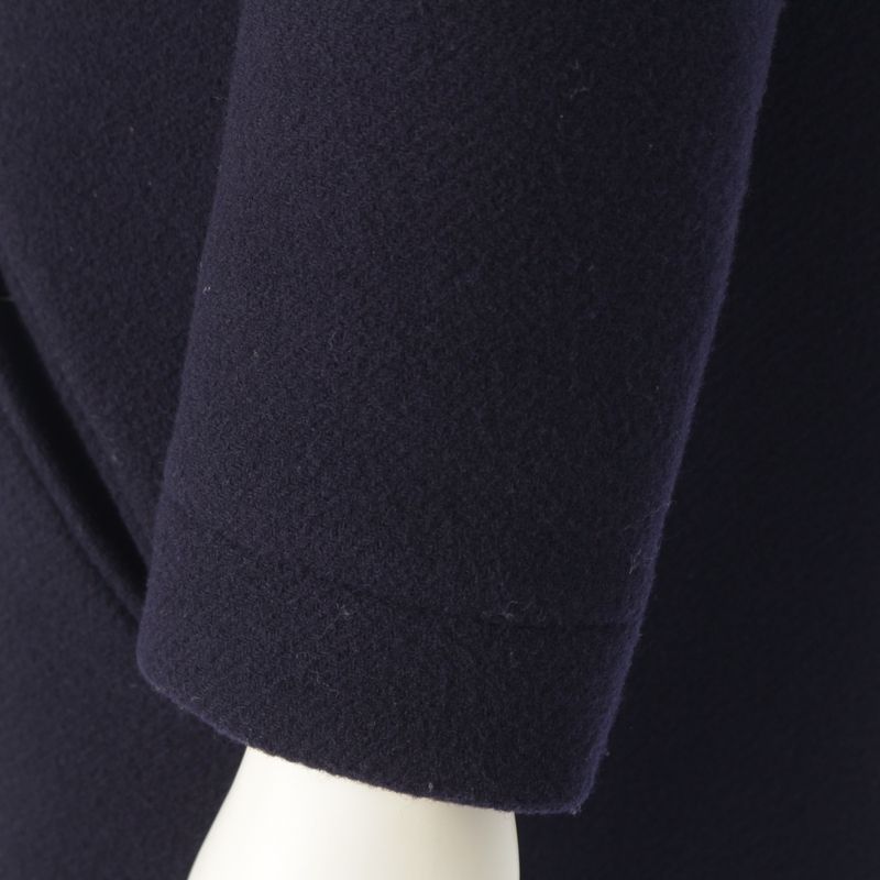 Chanel Wool Angora Coco Mark Long Stainless Steel Collar Coat P42157 Navy 34