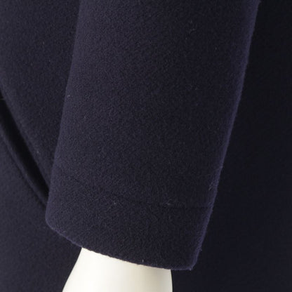 Chanel Wool Angora Coco Mark Long Stainless Steel Collar Coat P42157 Navy 34