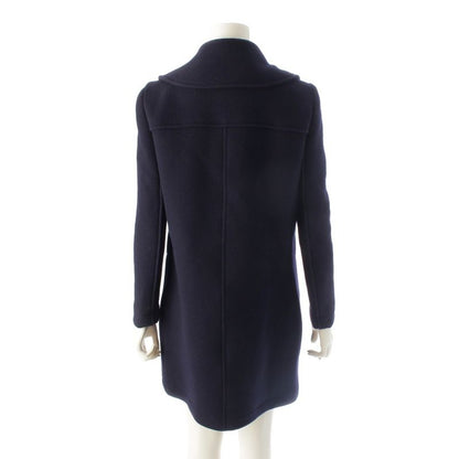 Chanel Wool Angora Coco Mark Long Stainless Steel Collar Coat P42157 Navy 34